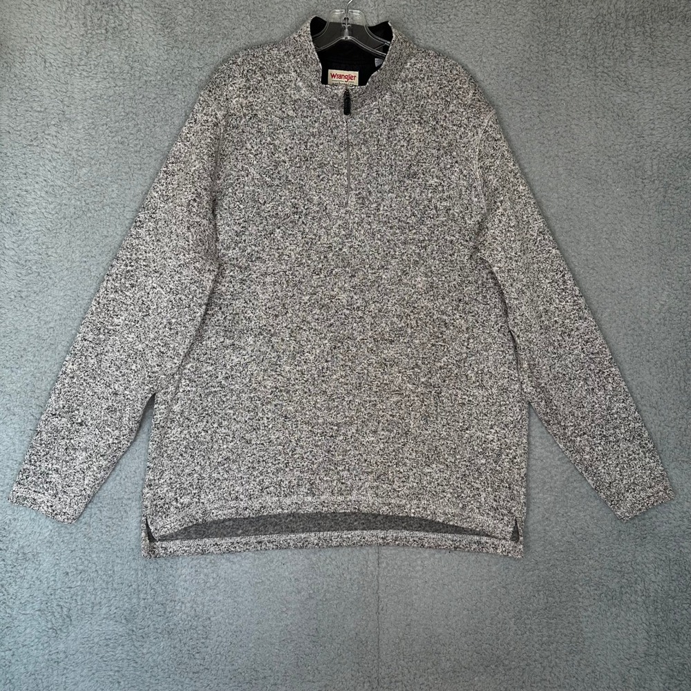 Wrangler Authentics Mens Gray Marled Fleece Quarter Zip Pullover Large